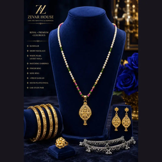 ZHome Royal One Gram Gold Real Gold Look Jewellery Combo Set for Women