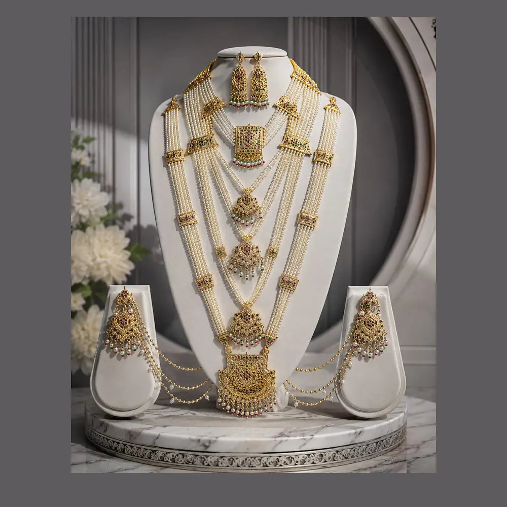 ZHome Royal Pearl Bridal Haar Set | Premium Wedding Jewellery for Women | ZHome