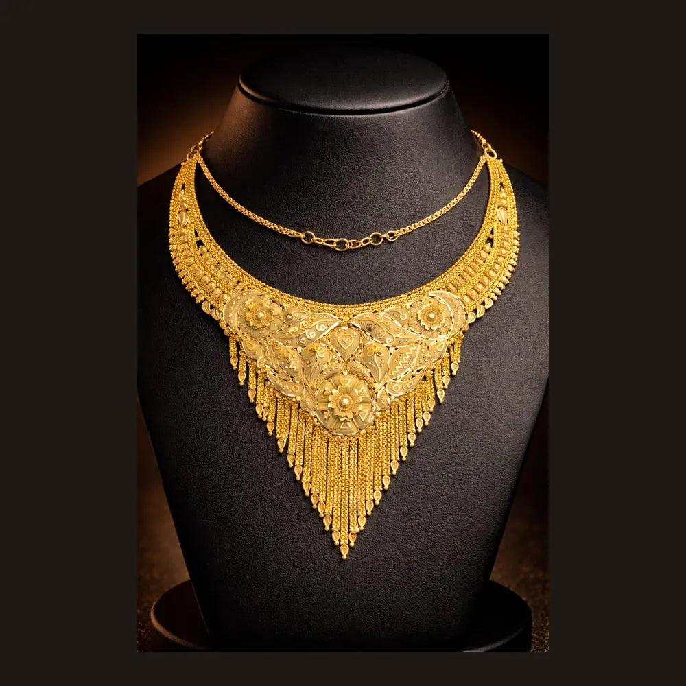 ZHome Grand Traditional Gold Finish Bridal Jewellery Combo Set