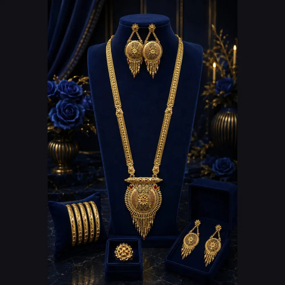 ZHome Royal One Gram Gold Real Gold Look Jewellery Combo Set for Women