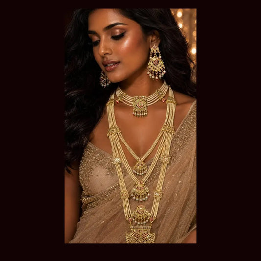 ZHome Royal Pearl Bridal Haar Set | Premium Wedding Jewellery for Women | ZHome