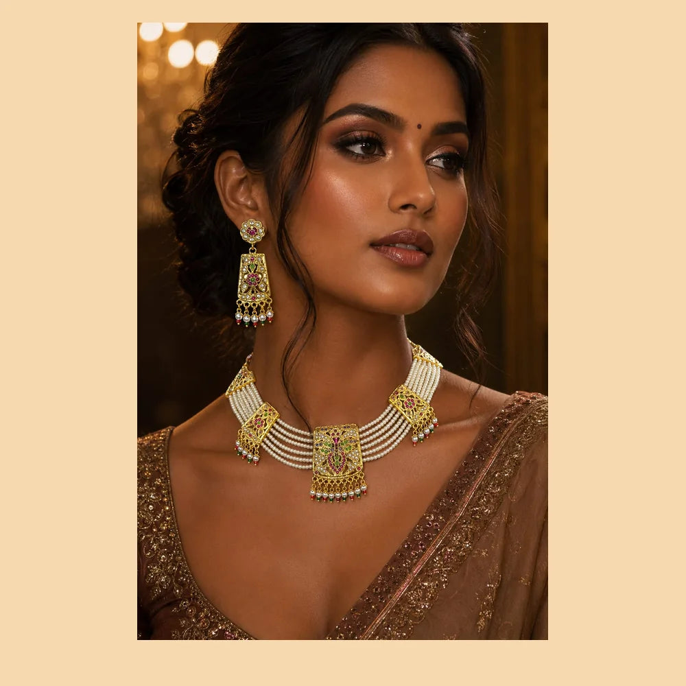 ZHome Royal Pearl Bridal Haar Set | Premium Wedding Jewellery for Women | ZHome