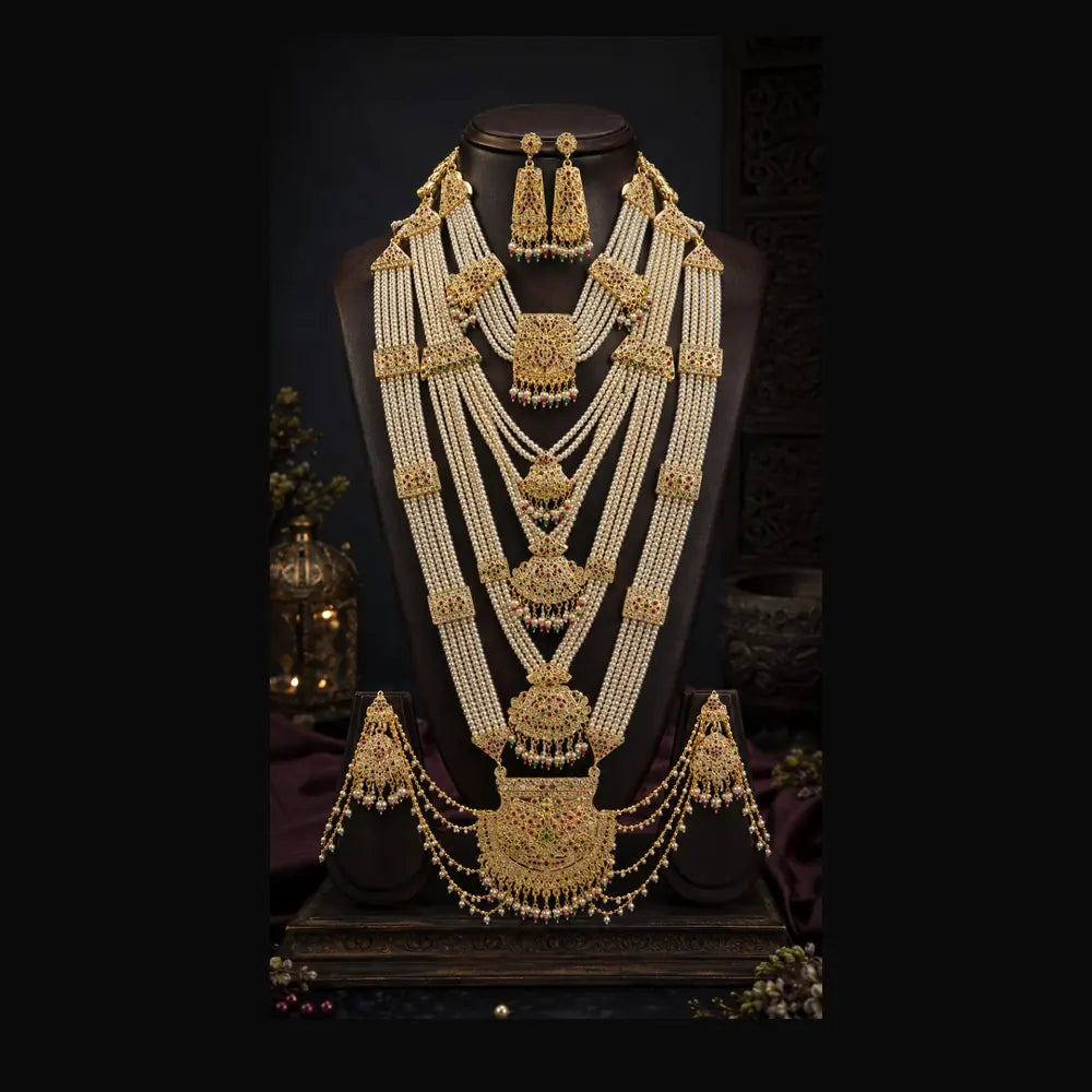 ZHome Royal Pearl Bridal Haar Set | Premium Wedding Jewellery for Women | ZHome