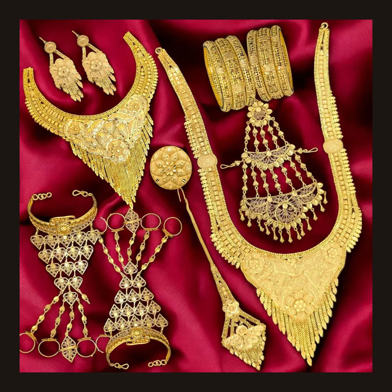 ZHome Grand Traditional Gold Finish Bridal Jewellery Combo Set