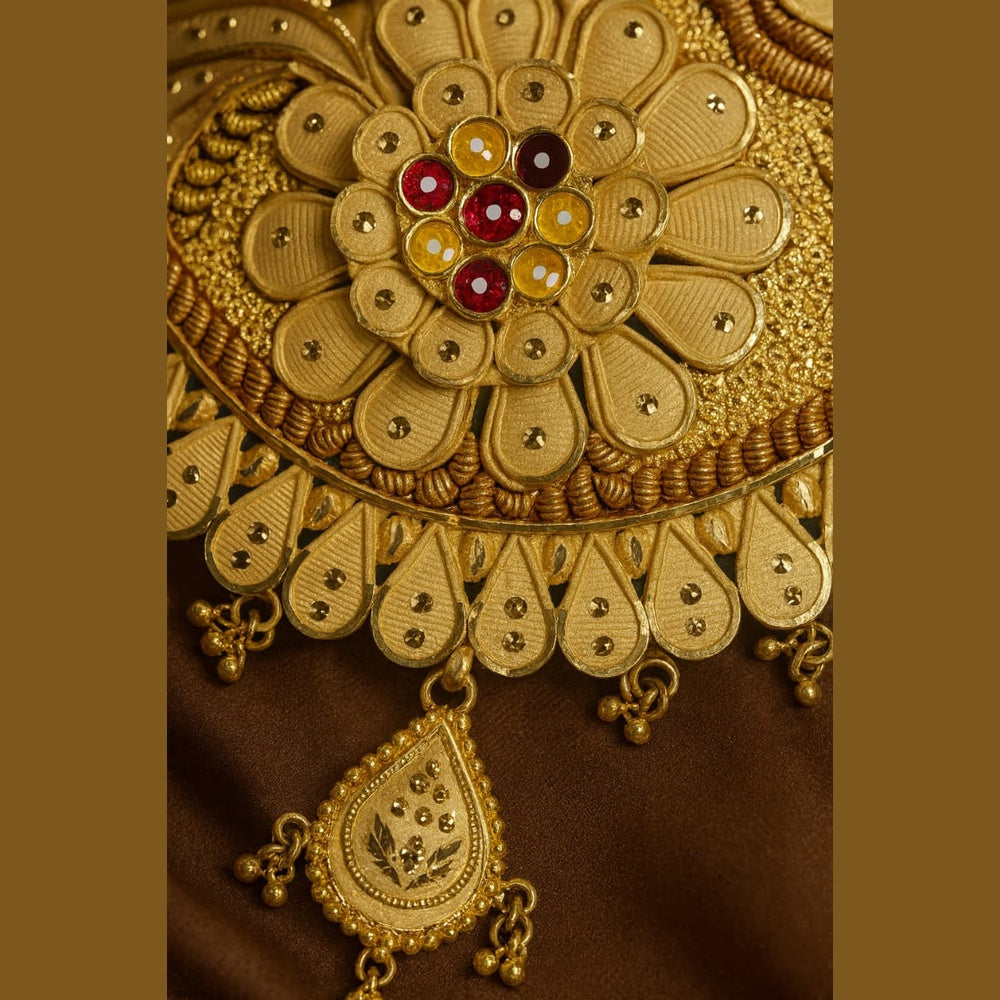 ZHOME Model Wearing Jhodha Haar Choker Set – Luxury handmade gold-plated bridal jewellery