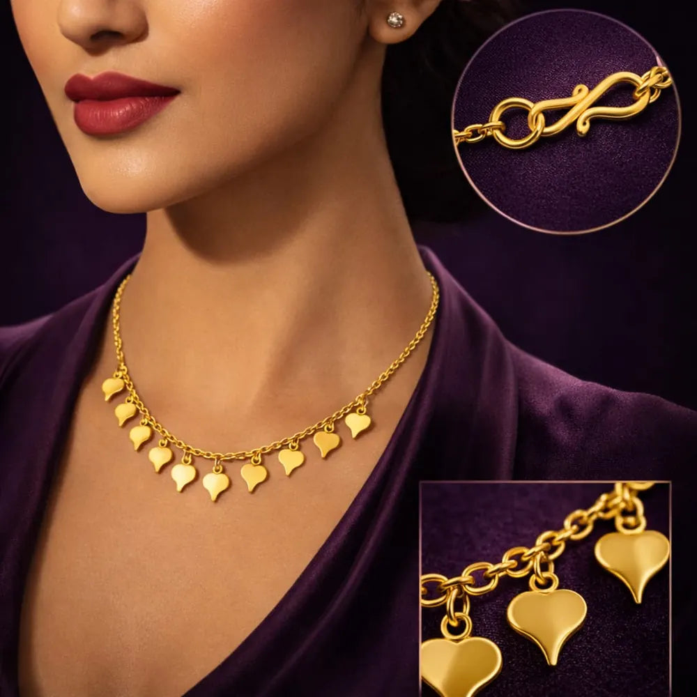 ZHome Gold Finish Heart Charm Chain Necklace for Women