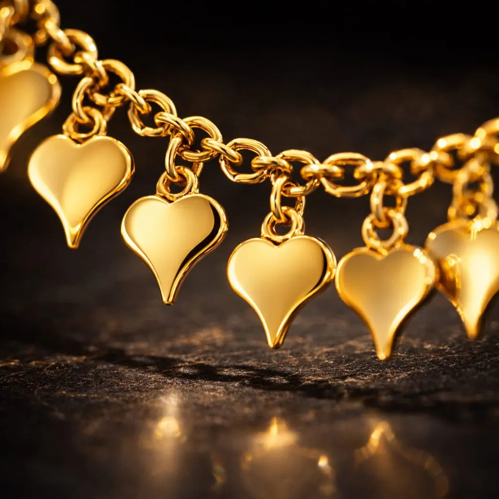 ZHome Gold Finish Heart Charm Chain Necklace for Women