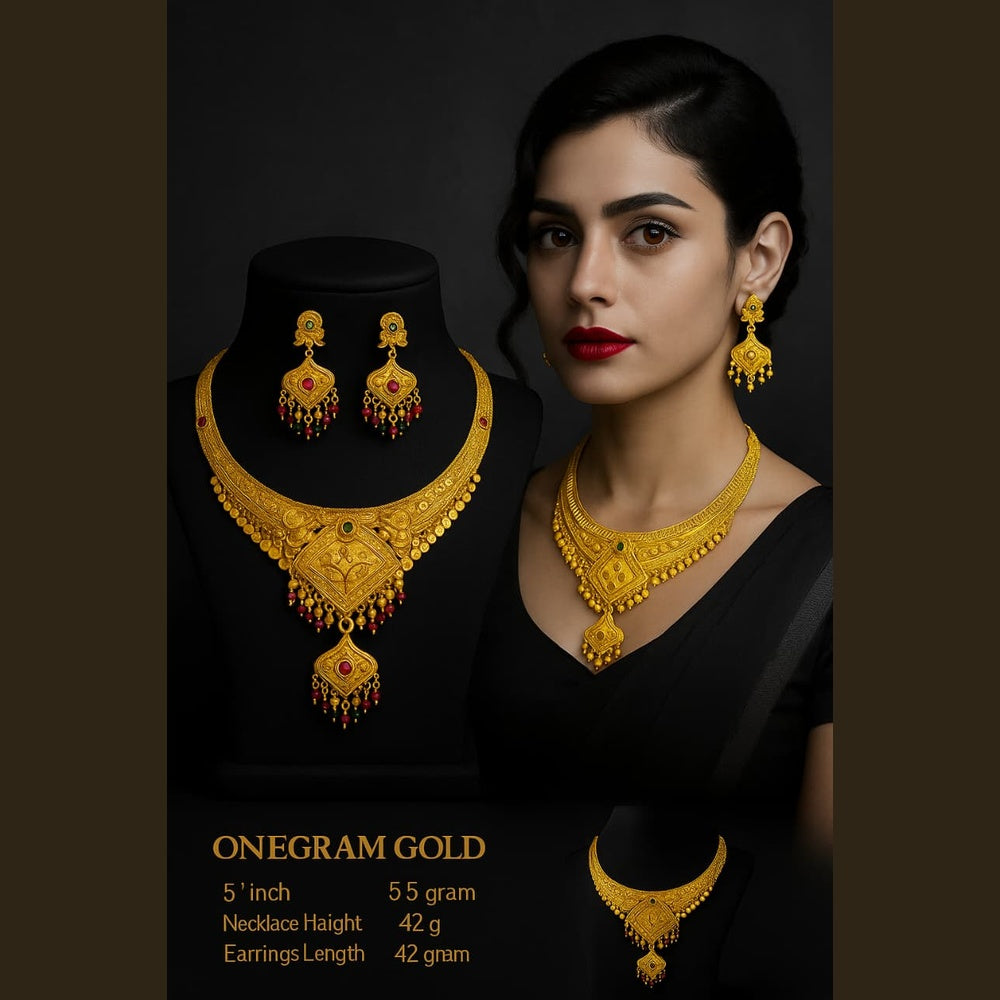 ZHOME Necklace Set displayed on black dummy – RealGold Fine Work craftsmanship