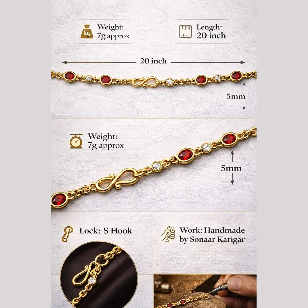 ZHome Royal Red Zirconia Gold Plated Chain Necklace 20 Inch | Daily Wear Premium Jewellery