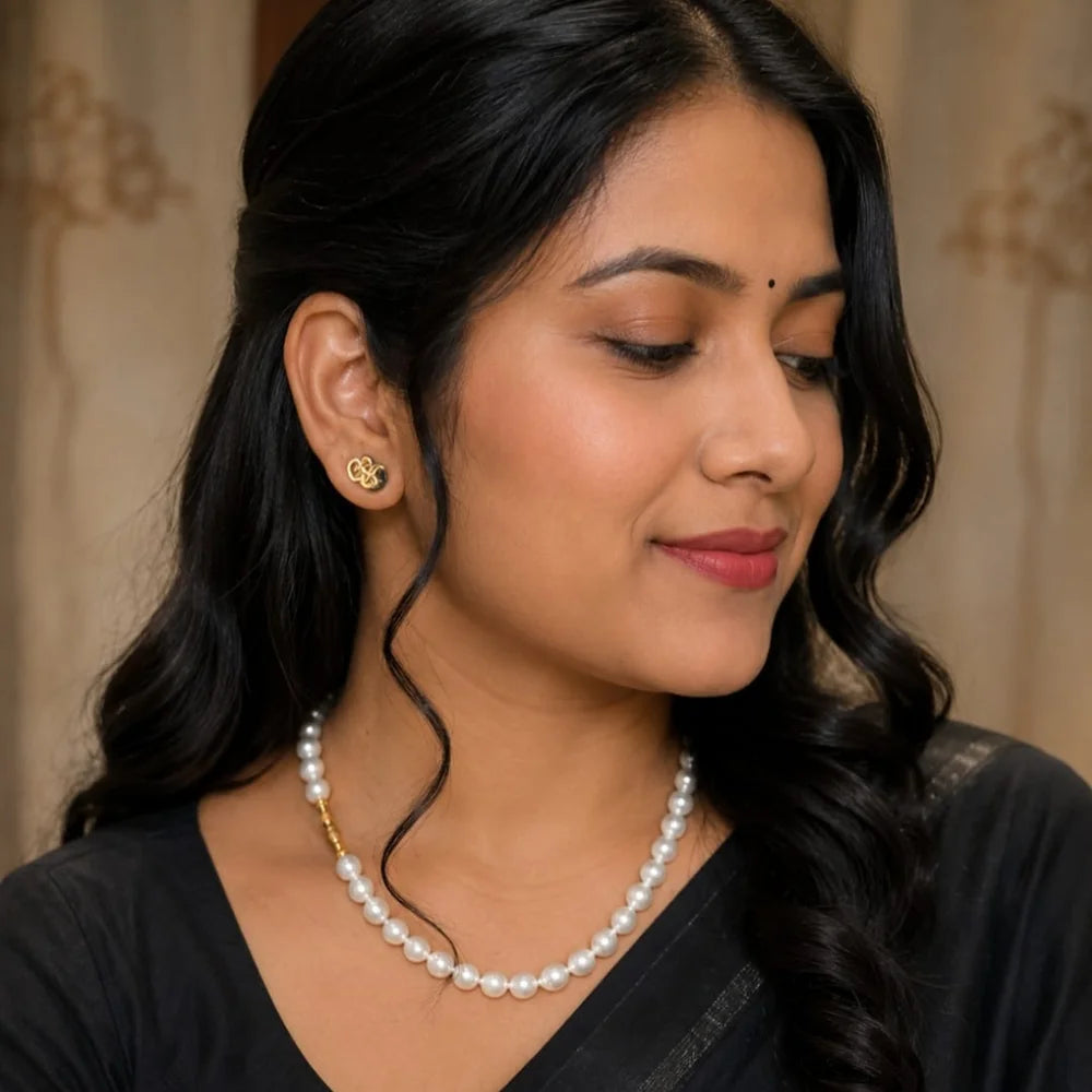 ZHome Premium Pearl Mala Necklace for Men & Women | Stylish White Moti Chain
