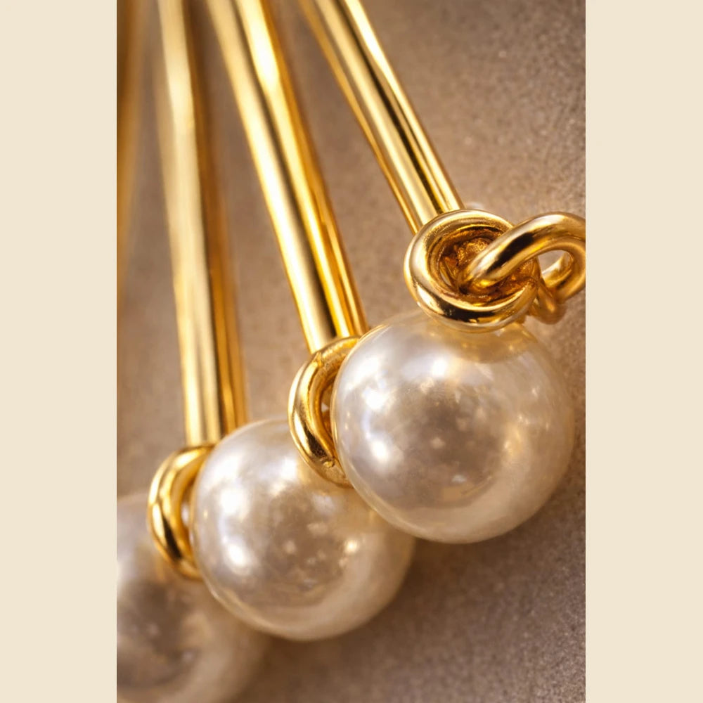 Premium brass one gram gold finished pearl statement earrings for women luxury designer imitation jewellery for wedding and party wear by ZHome