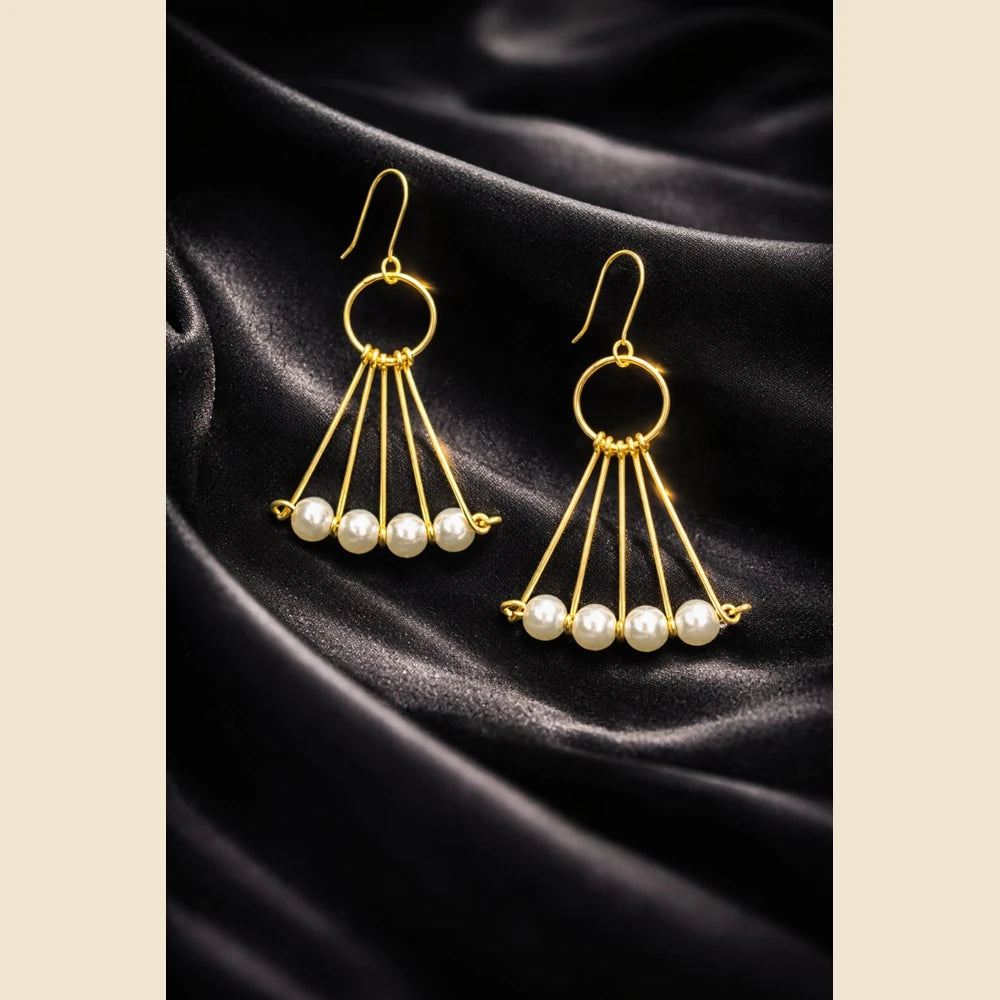 Premium brass one gram gold finished pearl statement earrings for women luxury designer imitation jewellery for wedding and party wear by ZHome