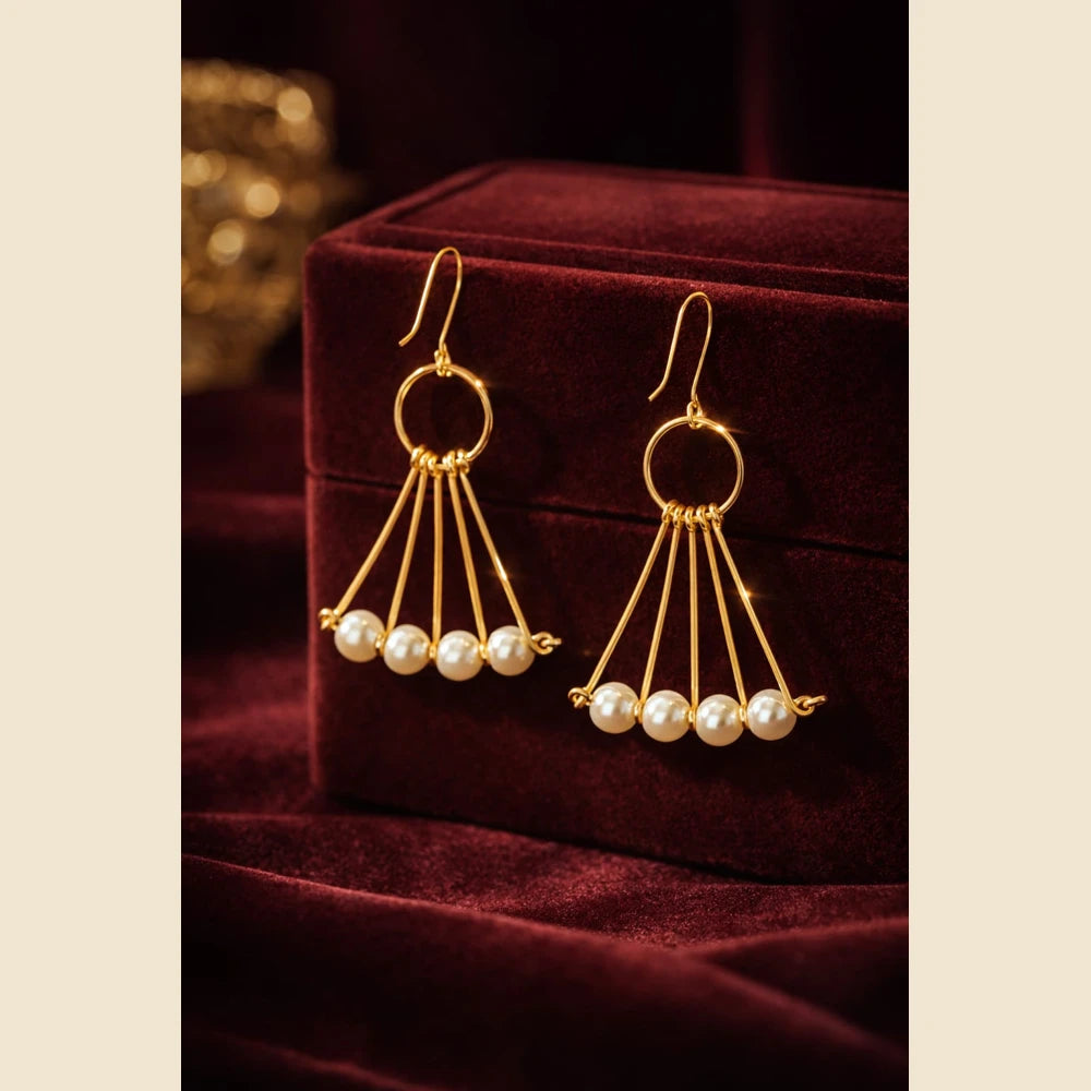 Premium brass one gram gold finished pearl statement earrings for women luxury designer imitation jewellery for wedding and party wear by ZHome