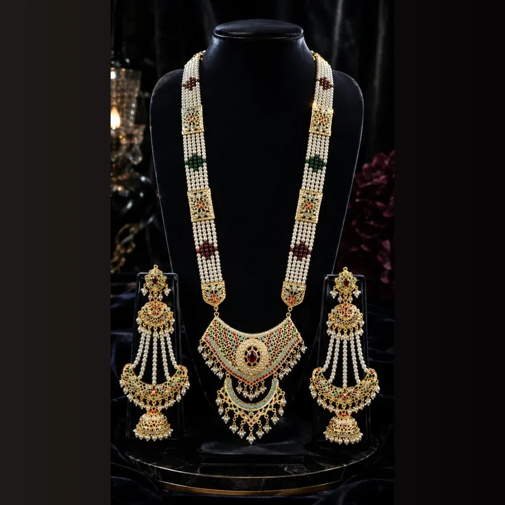 Royal Bridal Kundan Choker & Long Necklace Set with Earrings – Premium Gold Polish
