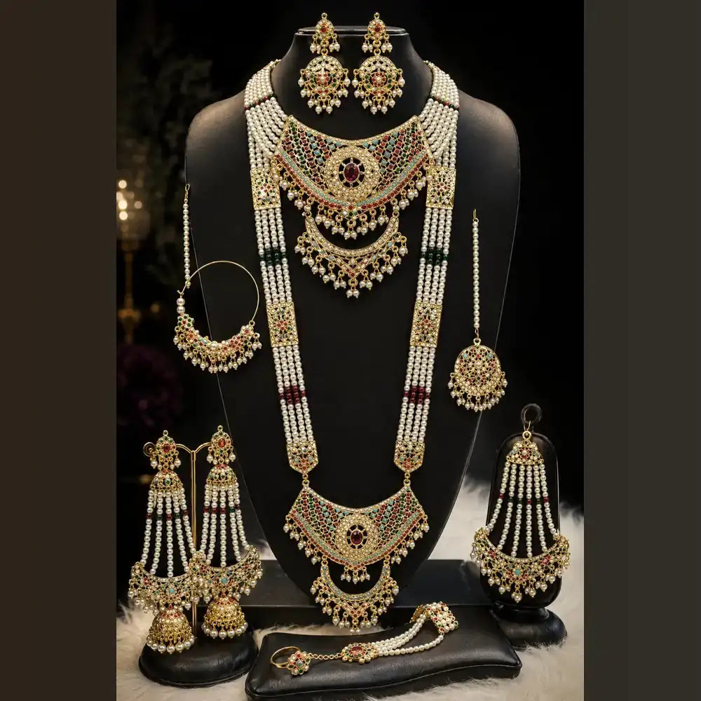 Royal Bridal Kundan Choker & Long Necklace Set with Earrings – Premium Gold Polish
