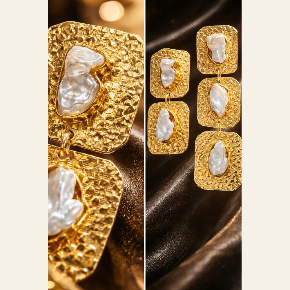 Premium brass one gram gold finished pearl statement earrings for women luxury designer imitation jewellery for wedding and party wear by ZHome