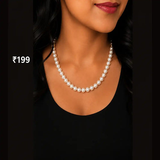 ZHome Premium Pearl Mala Necklace for Men & Women | Stylish White Moti Chain