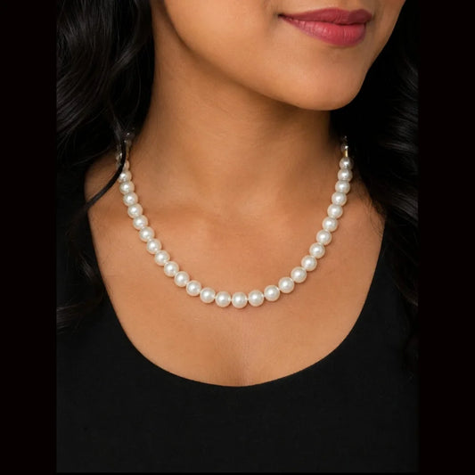 ZHome Premium Pearl Mala Necklace for Men & Women | Stylish White Moti Chain