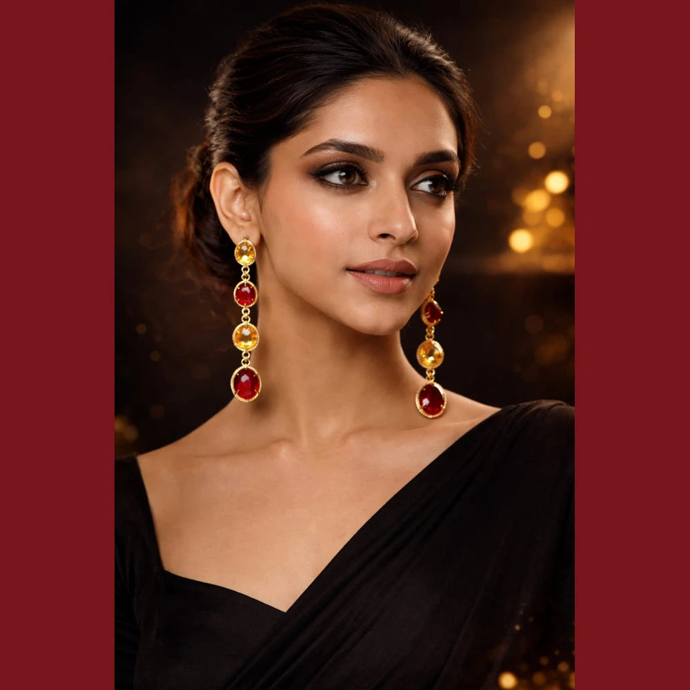 Premium brass one gram gold finish pearl statement earrings for women gold look designer imitation jewellery for wedding, party wear, festive and traditional collection by ZHome India