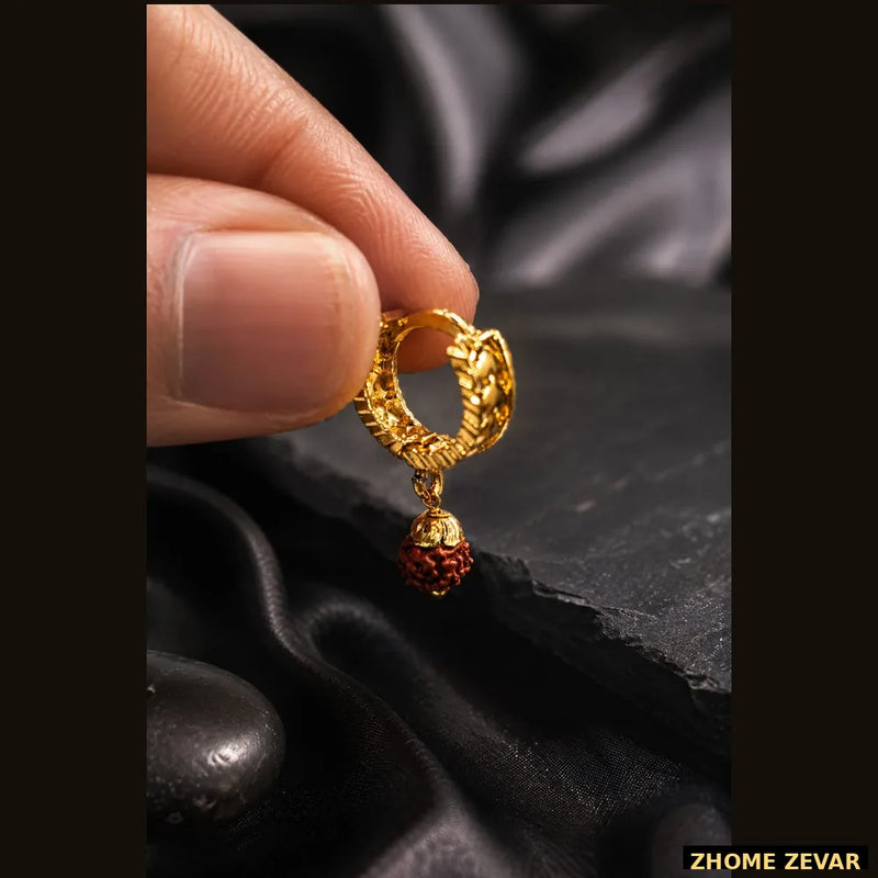 Rudraksha Gold Plated Bali Earrings for Men & Women | Spiritual Hoop Earrings