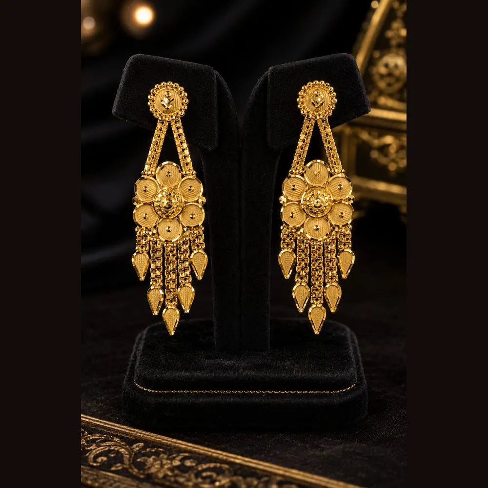 Exclusive Long Gold Plated Mangalsutra with Designer Pendant & Earrings