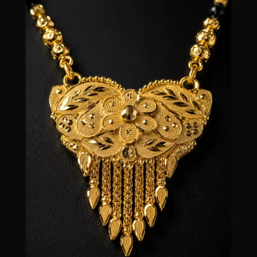 Exclusive Long Gold Plated Mangalsutra with Designer Pendant & Earrings
