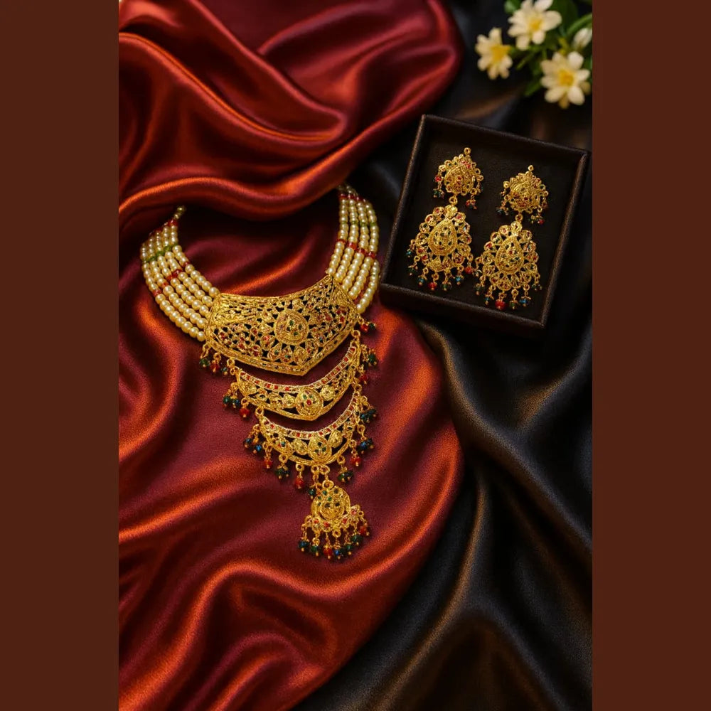 Product image of Long Necklace Jewelry Set Real Gold Look Design For Weddings Special Occasions Copy 3 – image 2