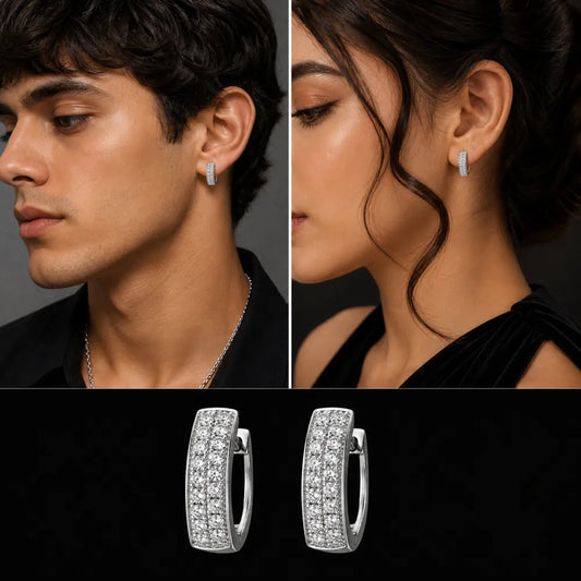 ZHome Crystal Hoop Earrings for Men & Women | Lightweight Anti-Tarnish Premium Finish